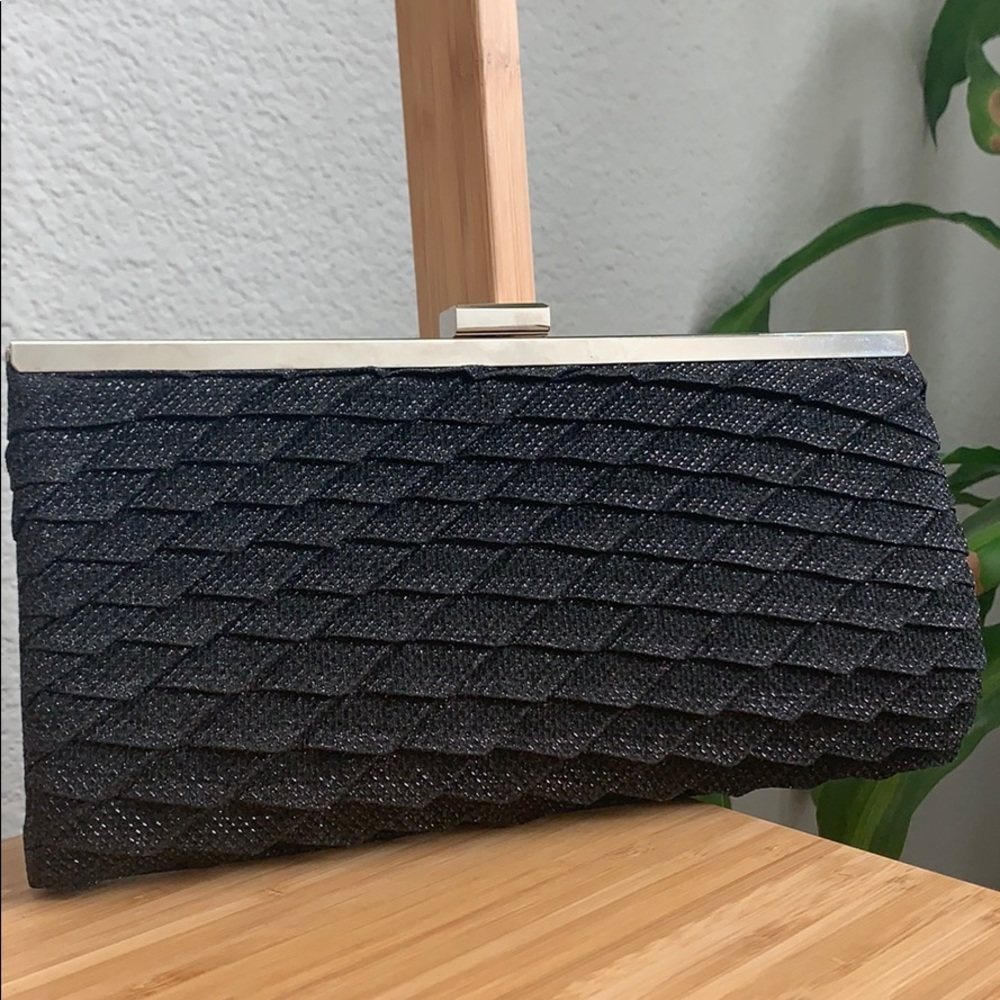 Black metallic evening clutch